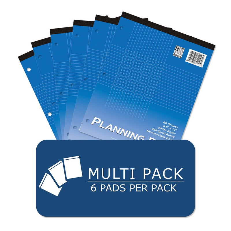 Roaring Spring Pack of Graph Ruled Paper Pads, 6 Pads Per Pack 3-hole punched, 80 Sheets (81256) - Image 1